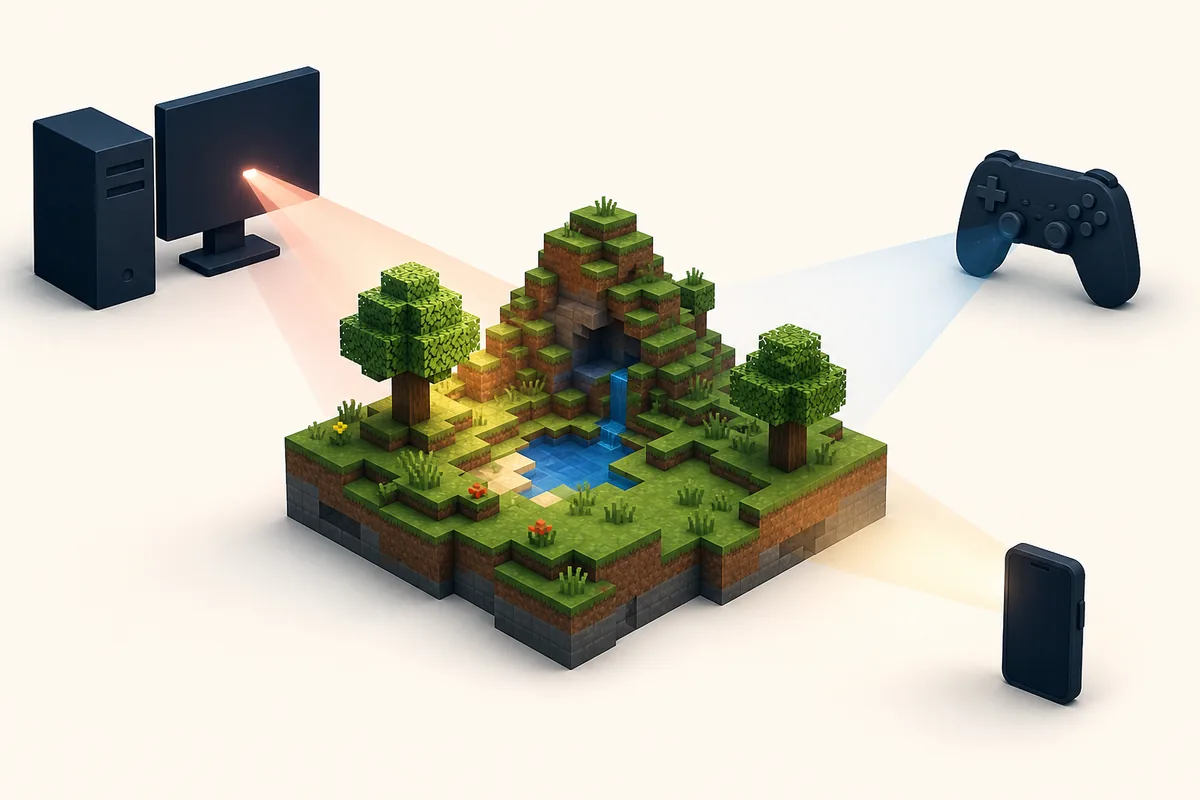 Editorial diagram showing Bedrock lighting support differing across PC, console and mobile
