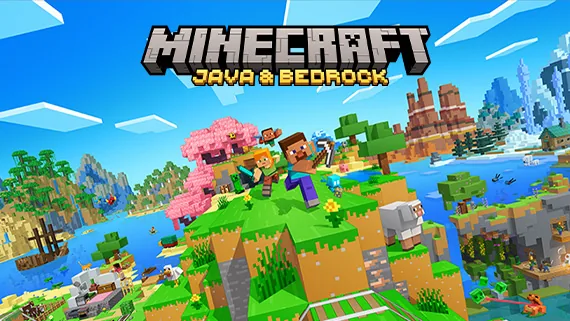 Official Minecraft Java and Bedrock artwork showing both editions together